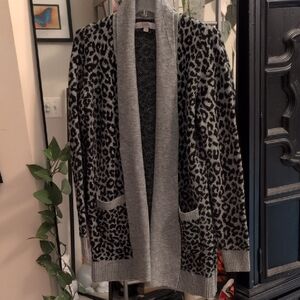 LOFT Gray Animal Print Women's Cardigan